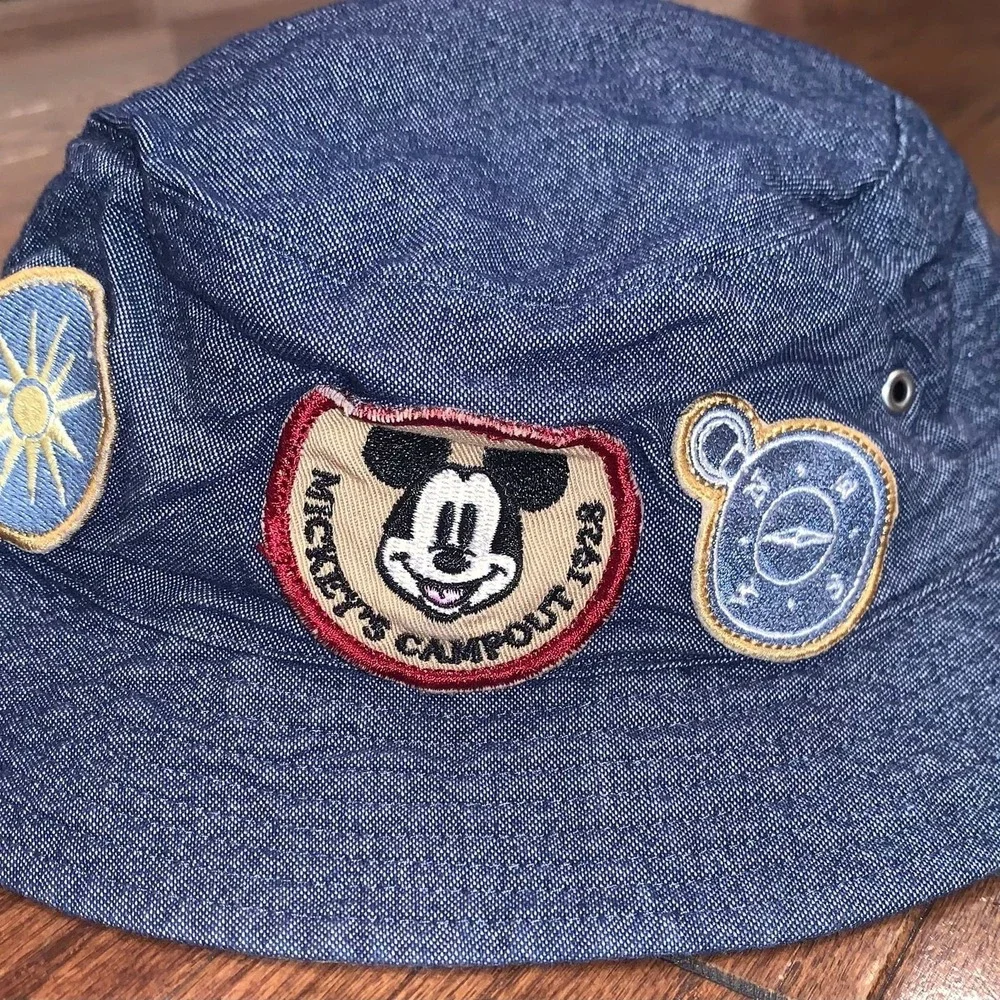 Disney Hanna Andersson Mickey's Campout Kids Bucket Hat Size‎ M Blue Denim